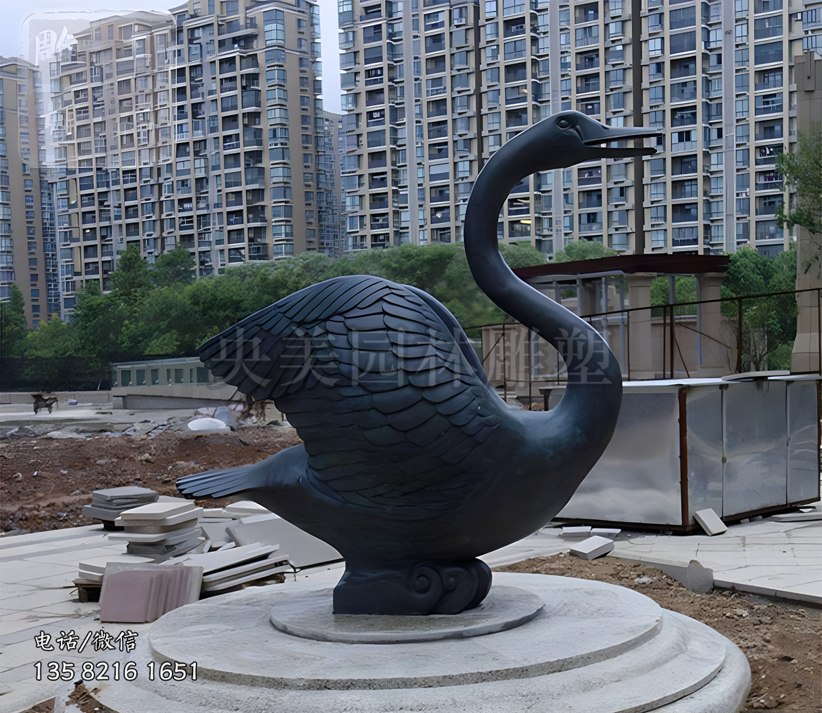 鑄銅天鵝噴水動物雕塑