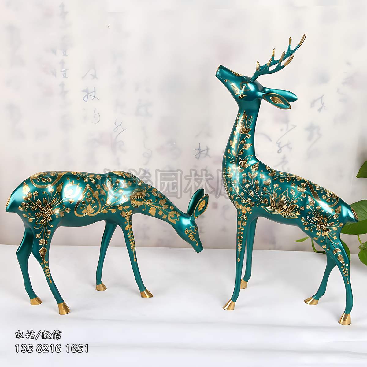 玻璃鋼彩繪仿景泰藍創意鹿雕塑