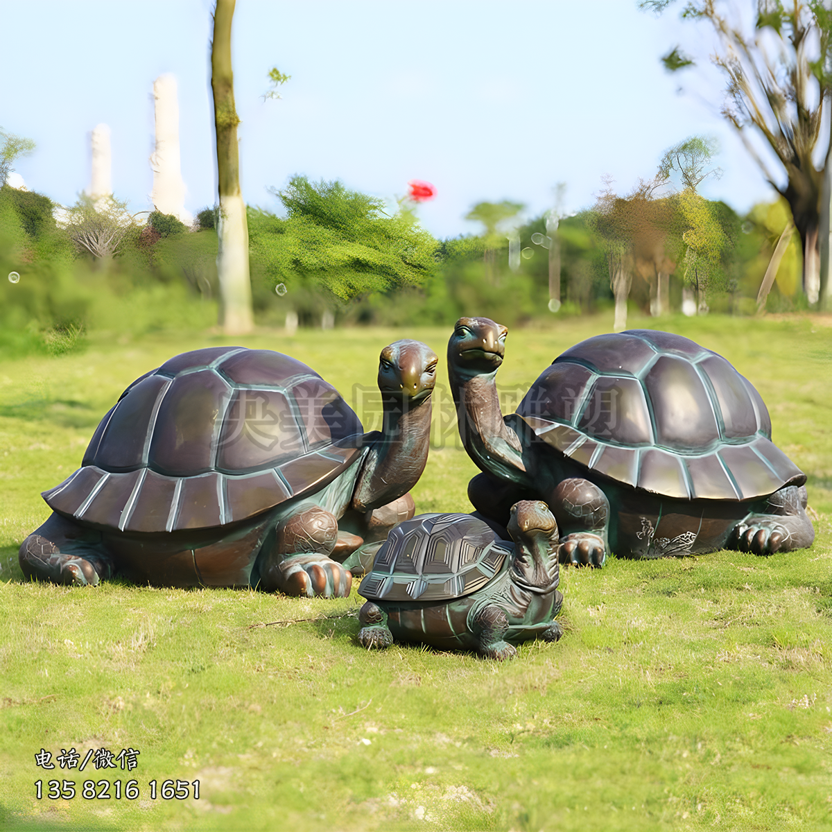 青銅色烏龜雕塑