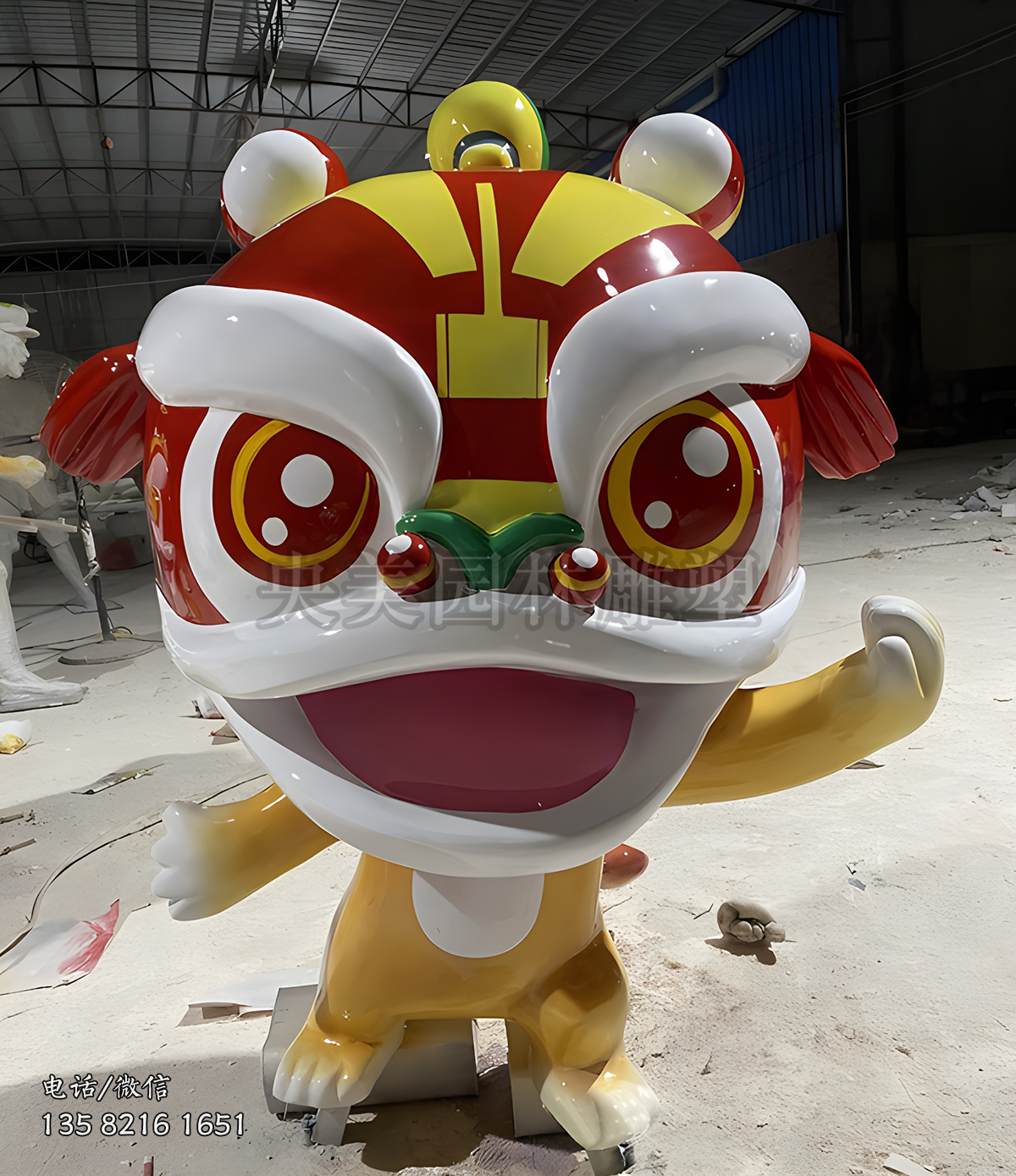 玻璃鋼傳統舞獅子造型卡通獅子雕塑