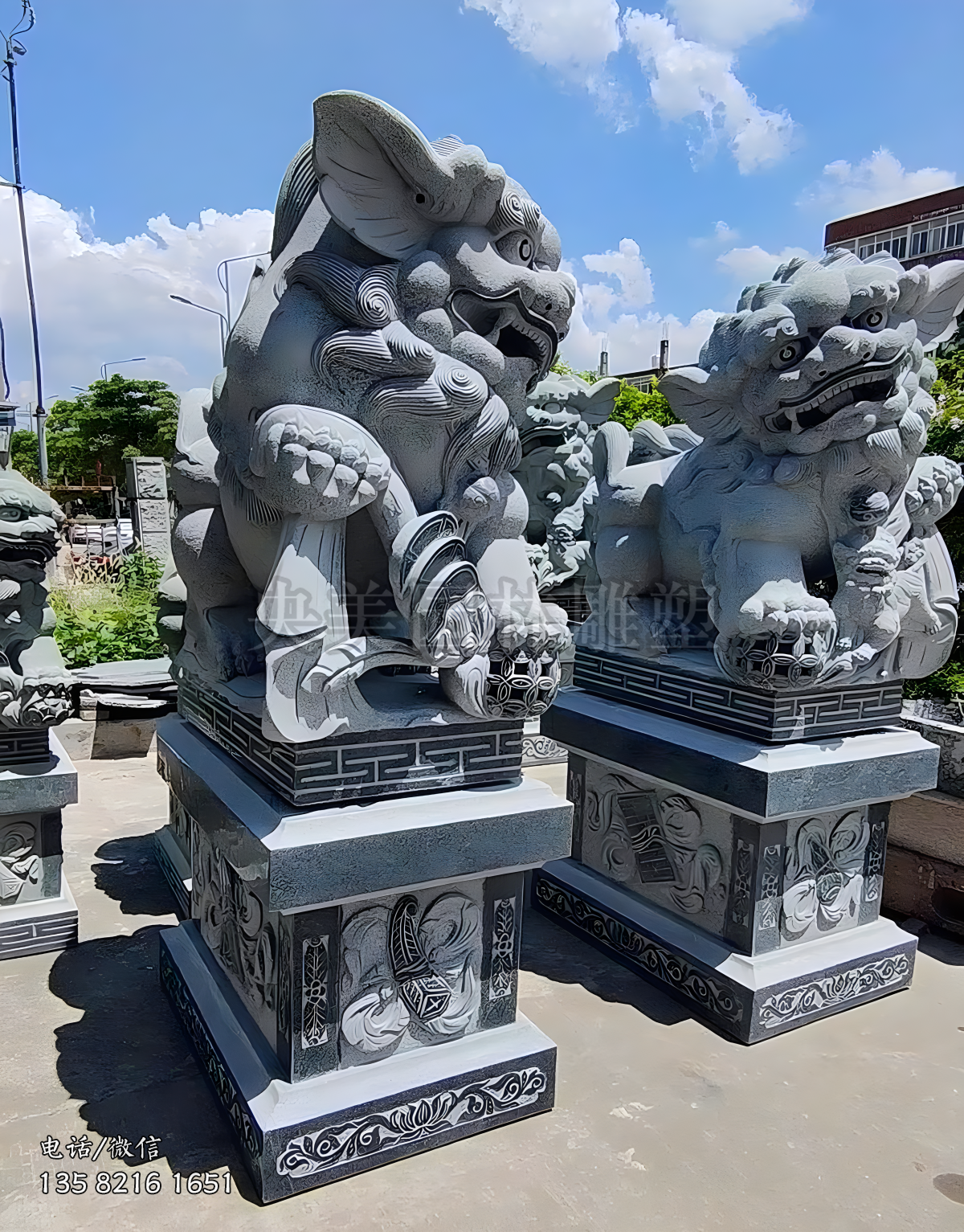 花崗巖獻錢獅石雕景觀
