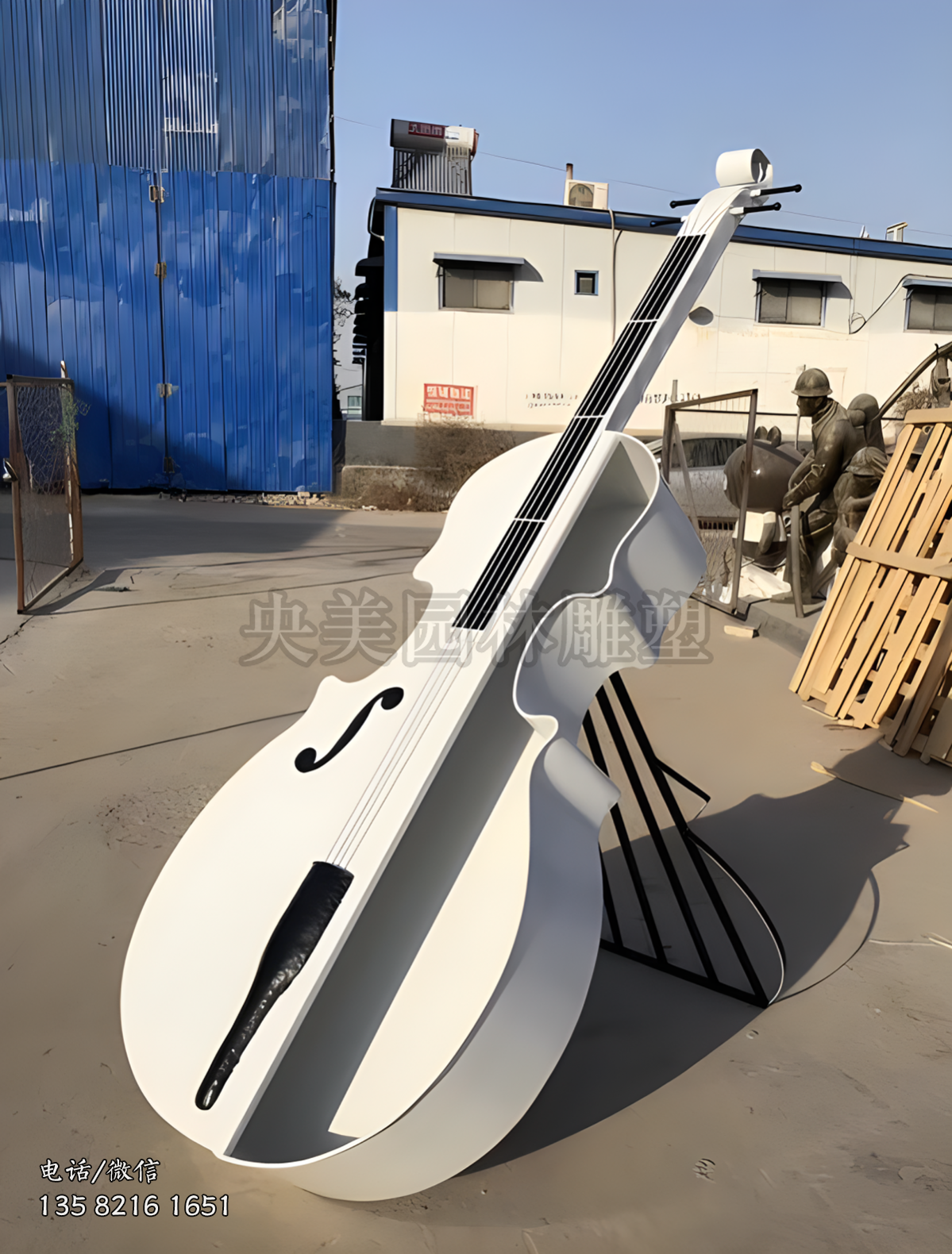 不銹鋼創意鏤空大提琴雕塑擺件