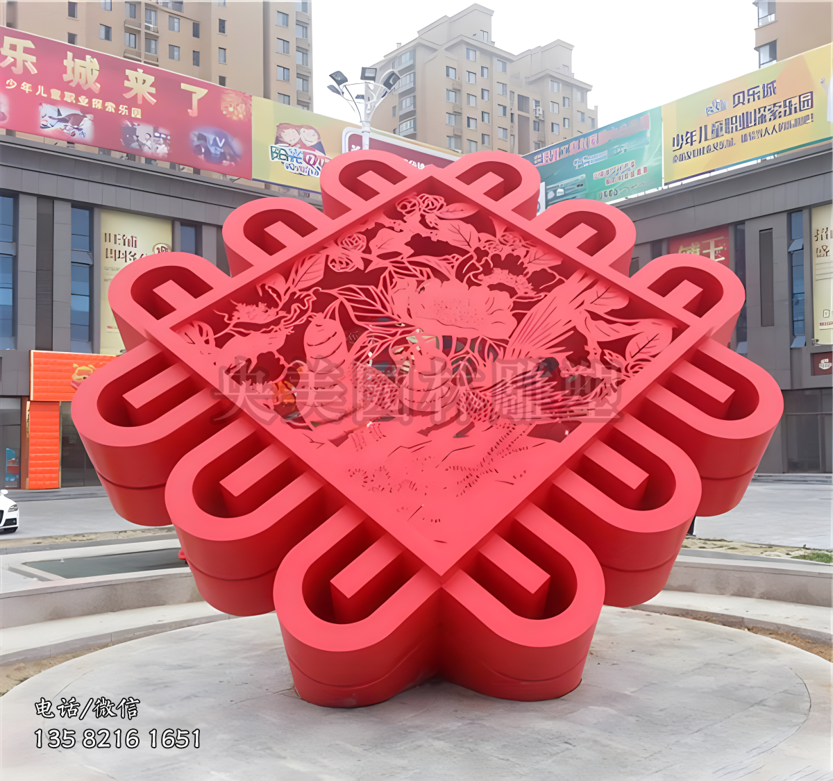 不銹鋼鏤空中國結景觀雕塑