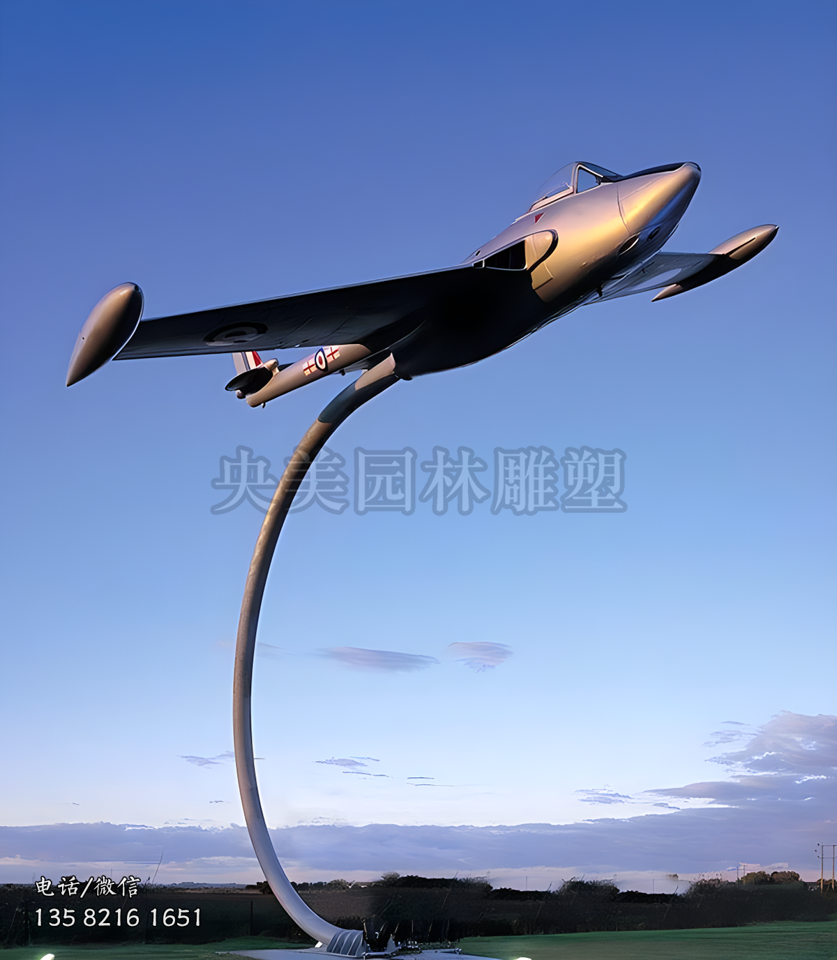創意不銹鋼飛機雕塑
