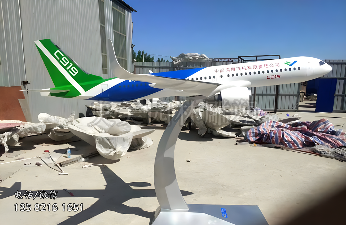 空客不銹鋼飛機造型景觀雕塑