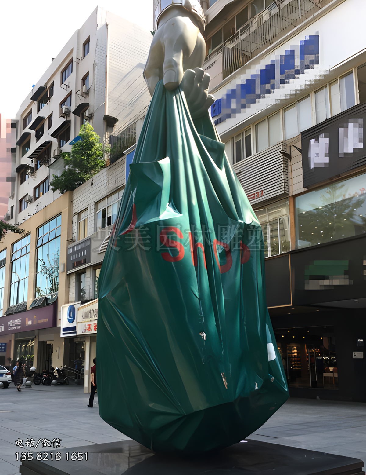 商業步行街不銹鋼購物袋景觀雕塑