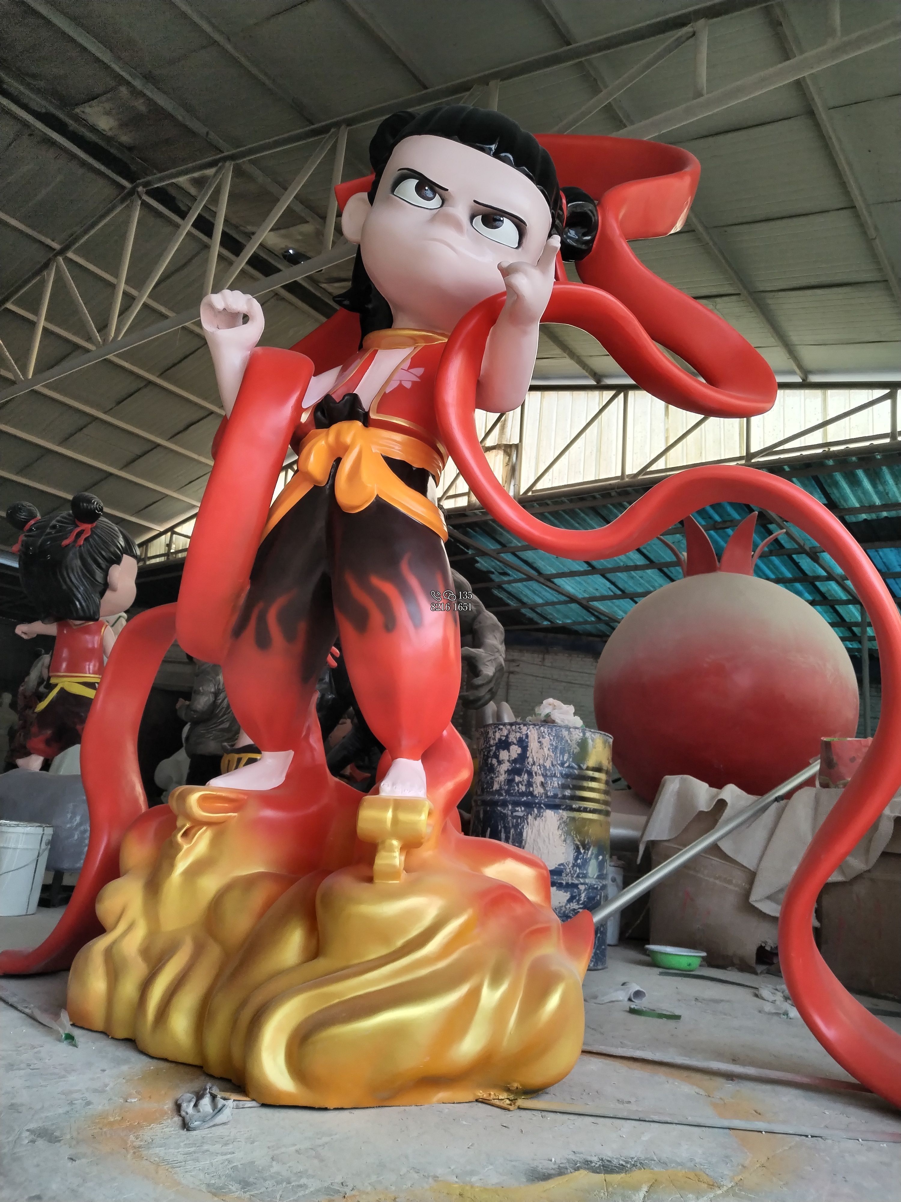 3米飄帶哪吒玻璃鋼雕塑