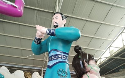 1.9米玻璃鋼李靖雕塑，盡顯神話風采