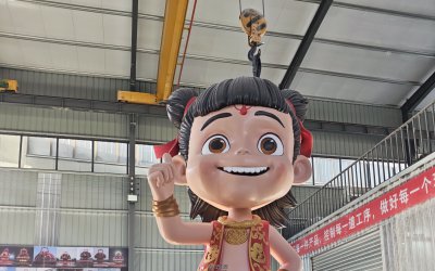 震撼！4 米玻璃鋼站姿哪吒雕塑來襲